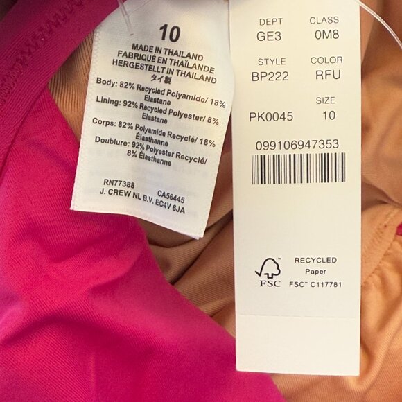 **NWT** J. Crew Pink Ruffle One Piece Swimsuit size 10 - Picture 9 of 9